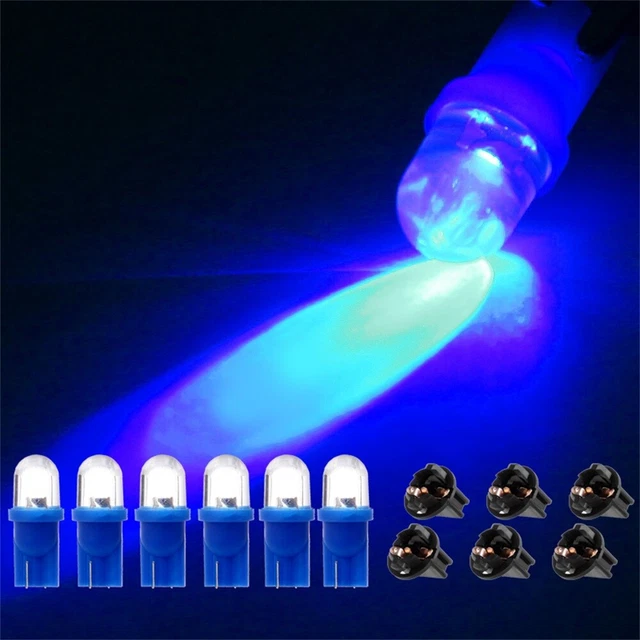 6Pcs T10 Wedge In Miniature Socket Bulb Instrument Panel Cluster Light Lamp Blue