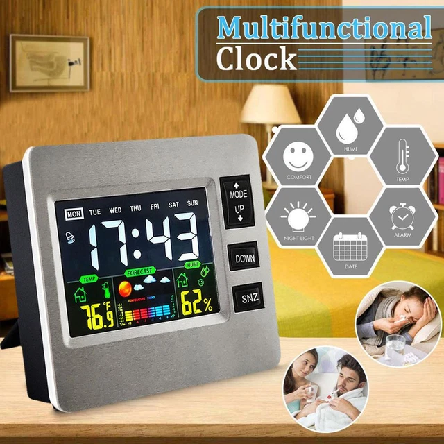 Weather Clock Color Screen Digital Display Thermometer Clock Humidity L7S7
