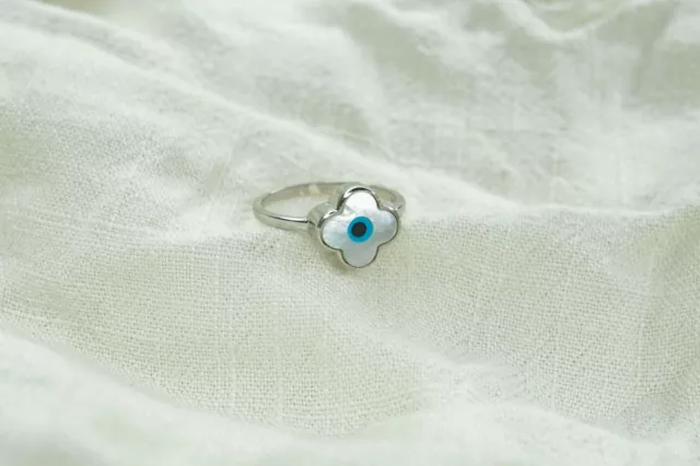 Greek Evil Eye 925 Sterling Silver ring Good Luck & Protection ring Gift for her