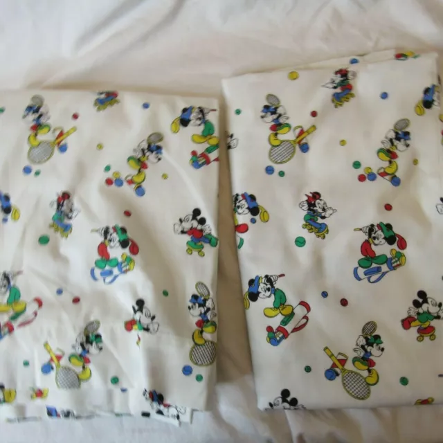 Vintage Disney Mickey Minnie Mouse Sports Fabric Curtain Panels 84 x 54 86 x 58