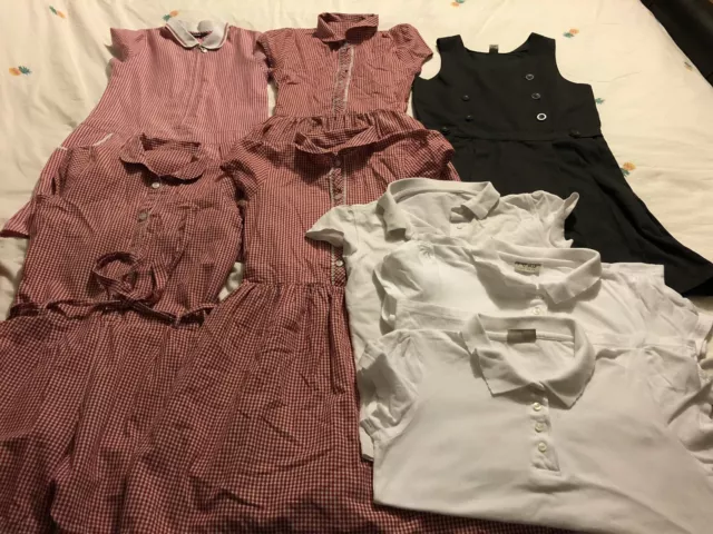 Uniforme scolastica per ragazze enorme pacchetto età 11-12 abito, t-shirt grigio, rosso, bianco