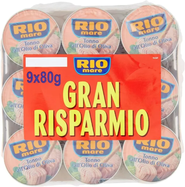 Rio Mare - Tonno all'Olio di Oliva, Qualità Pinne Gialle, 9 Lattine da 80 g