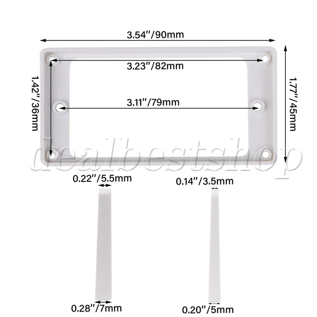 White Guitar Humbucker Pickup Frame Cover Plate Mounting Rings Pack of 2