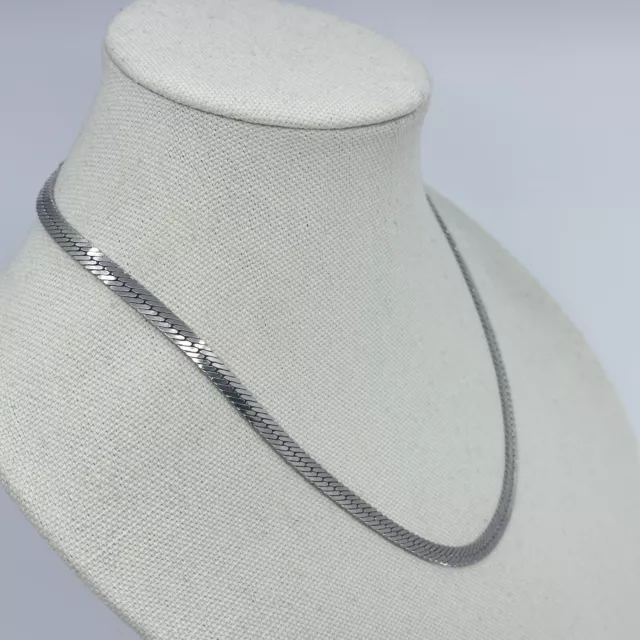 VTG Chain Necklace Silver Tone Snake Serpentine Estate Signed Korea