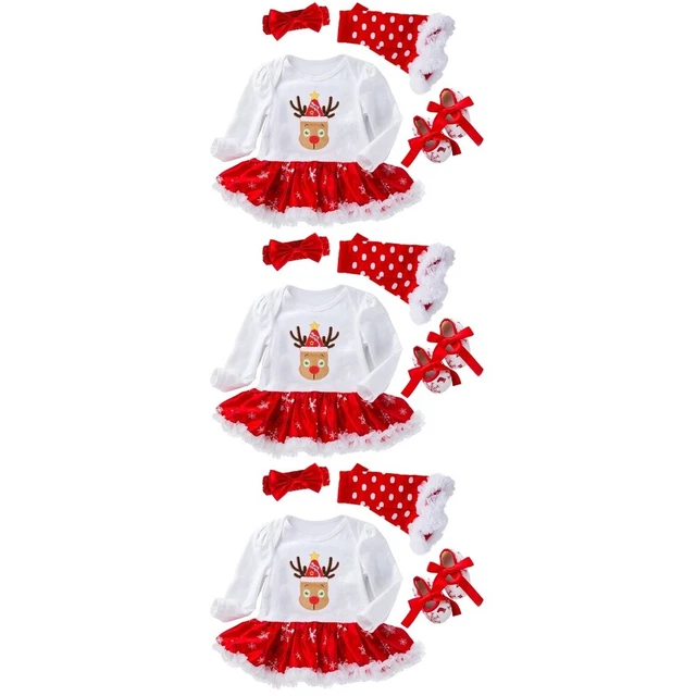 3 Pack gilr christmas skirt Costume De Père Noël Pour Enfants Onsie Nouveau-né C