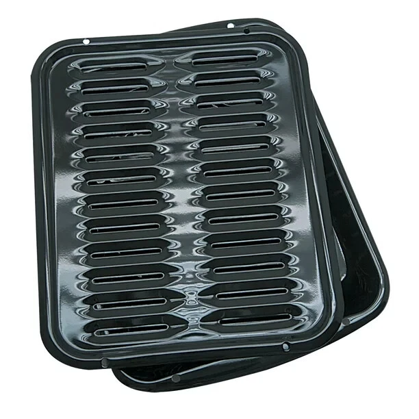 Range Kleen BP102X 2 Piece Heavy Duty Porcelain Air Fry, Bake and Broil Pan -new