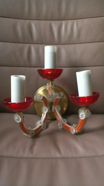 Wandlampe, Wandlüster aus Rotem Glas 