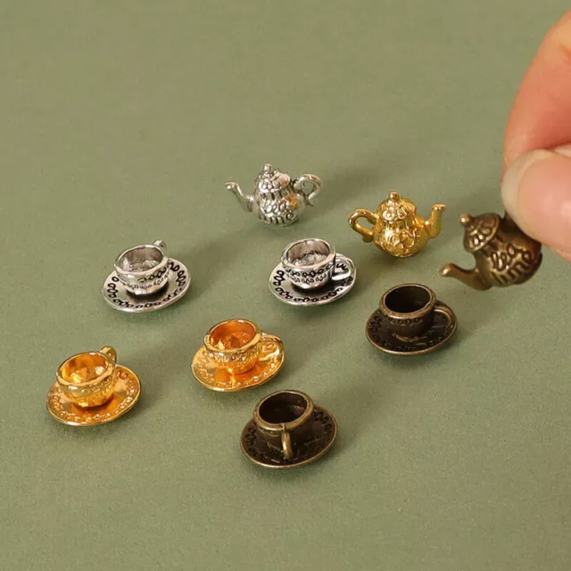 3PC OB11 Accessories 1:12 Scale Dolls House Miniatures Metal Teapot Cup Kitchen
