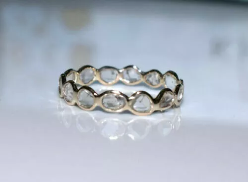 Thumb Band Ring Natural Slice Polki Diamond 925 Sterling Silver Ring Jewelry