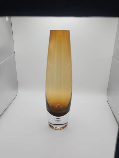 1960's Swedish Art Glass Amber Encased Vase