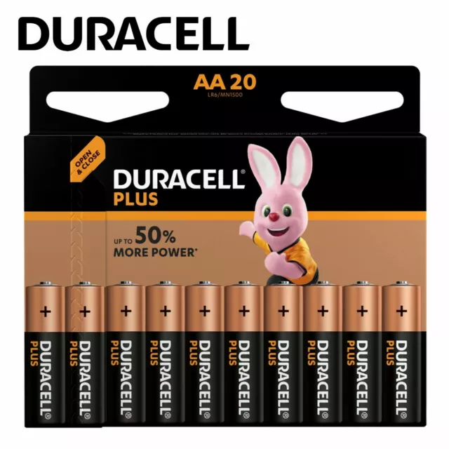 Duracell Plus AA 1.5V Alkaline Batteries LR6 (Pack of 20)