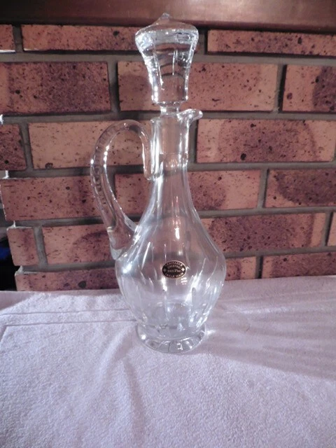 Grande Carafe à Vin En Cristal Avec Anse Design Et Bouchon – 1,4 L – état Très Propre