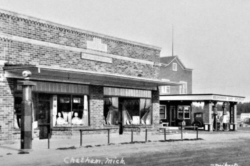Street View Gas Station Chatham Michigan MI Reprint Postcard