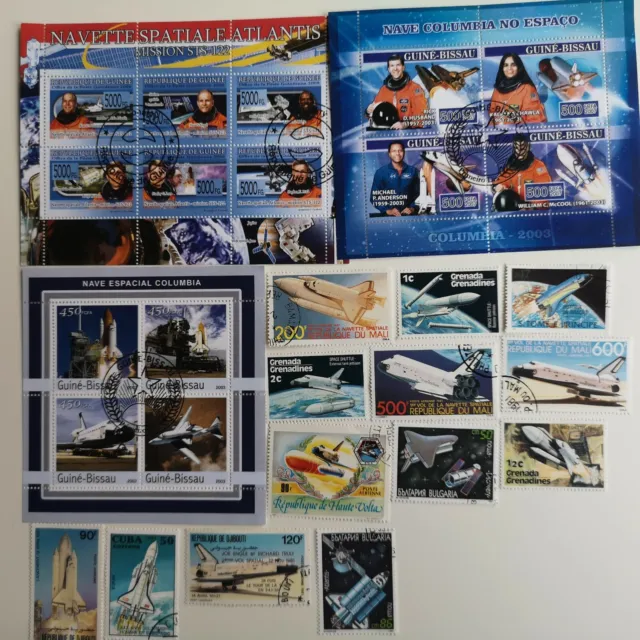25 Different Space Shuttles on Stamps Collection