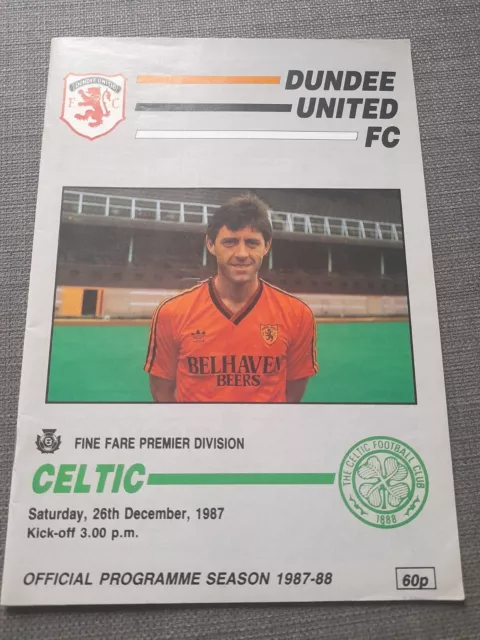 Dundee United v Celtic programme - Premier league - Saturday 26th December 1987
