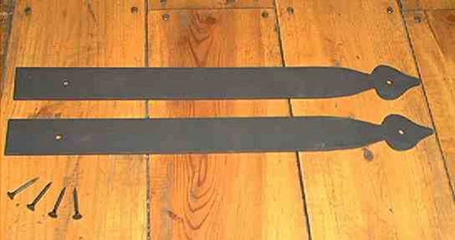 16" PAIR of WROUGHT IRON DUMMY STRAP HINGES by PCBS  Glad to do custom work