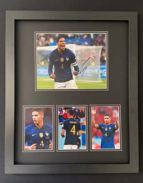 Hand signed Raphael varane photo framed and mounted France display with COA