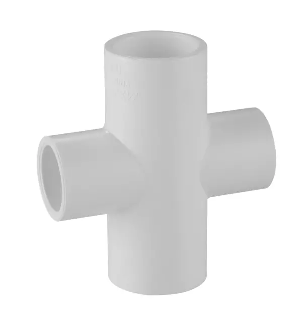 420 Series PVC Pipe Fitting - Reducing Cross - Schedule 40 - 3×3×1-1/2×1-1/2"