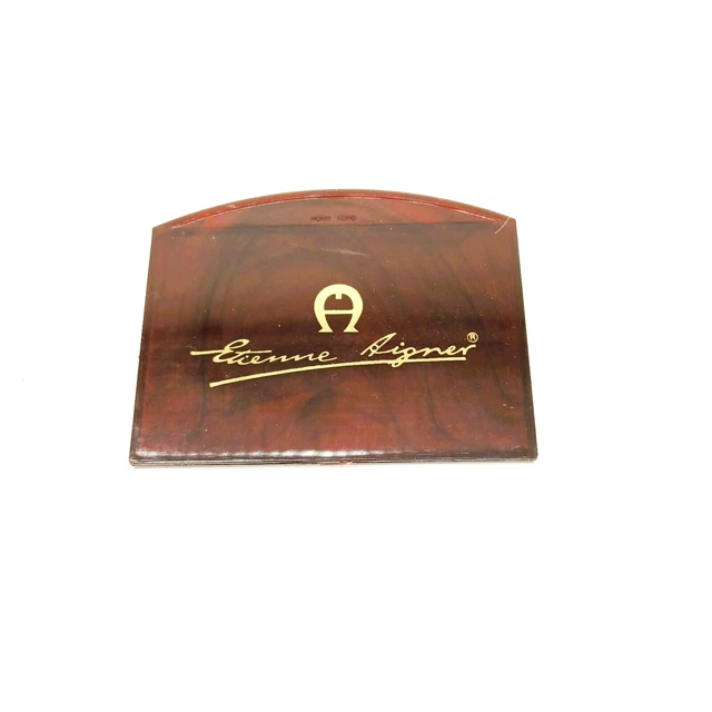 Etienne Aigner Vintage Pocket Mirror. Brown with Gold Print