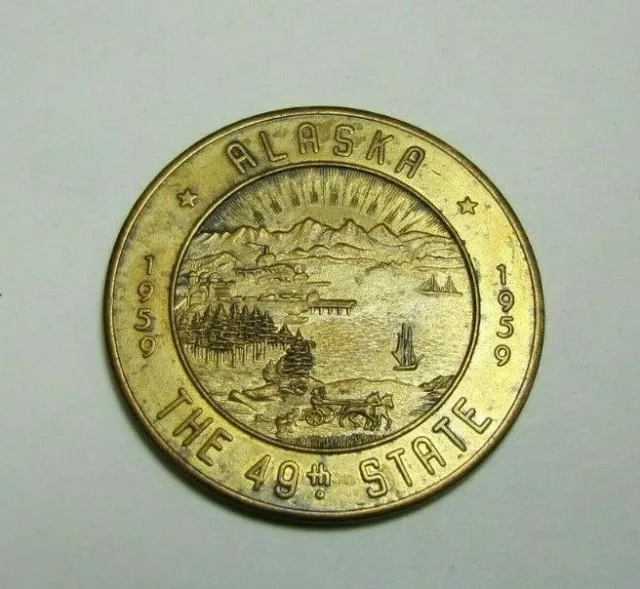 1959 ALASKA Fairbanks The Golden Heart Souvenir Medallion