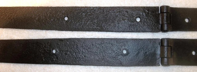 Antique 19th C Hand Forged Wrought Iron Bean End Barn Door Strap Hinges Pa.Find 3