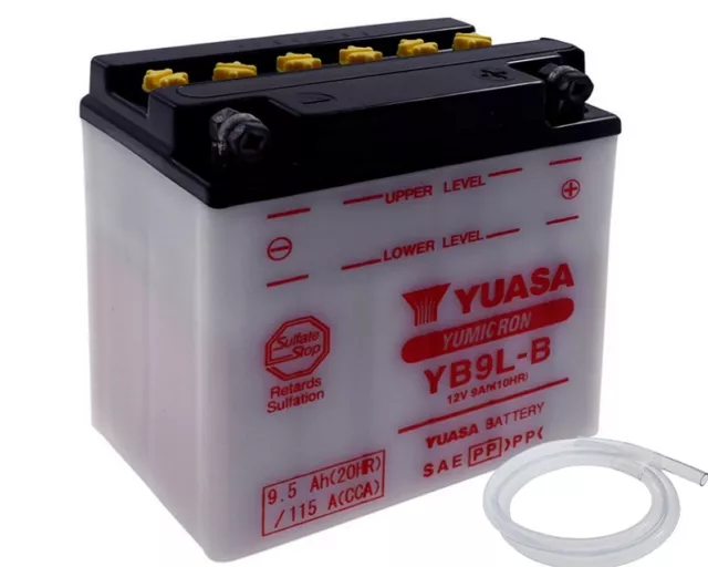 Batterie 12V 9Ah YUASA YB9LB sans acide de batterie