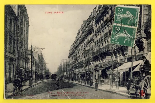 cpa Collection Fleury TOUT PARIS Rue d'ALESIA taking from Avenue d'ORLEANS