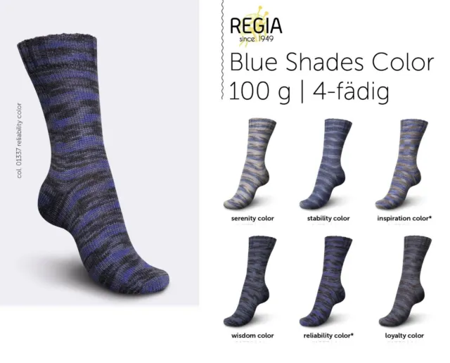 Regia Blue Shades Color blau Sockenwolle 4fach Socken stricken 4fädig