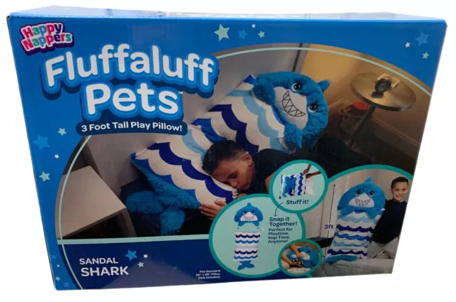 Happy Nappers Fluffaluff Pets Sandal Shark 3' Tall Play Pillow NEW