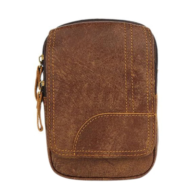 Leather Phone Waist Bag Leather Waist Pack Fanny Pack Brown Purse Outdoor