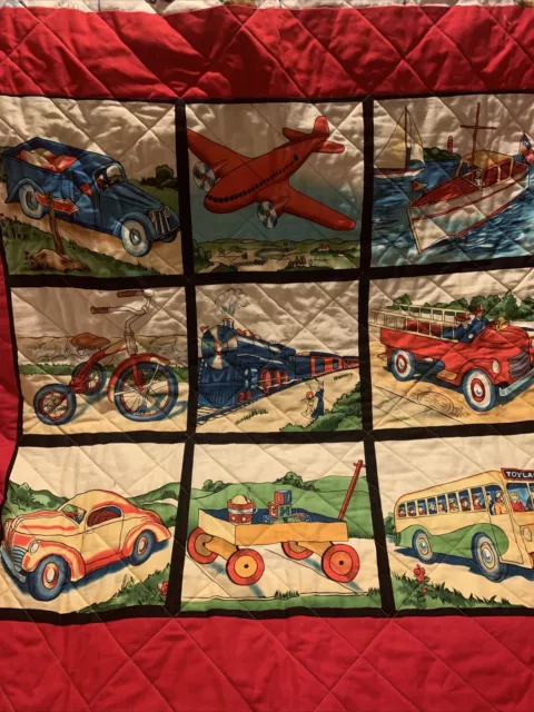 New Handmade Baby Boy Girl Quilt Crib Toddler  Blanket  Throw Farm Trucks