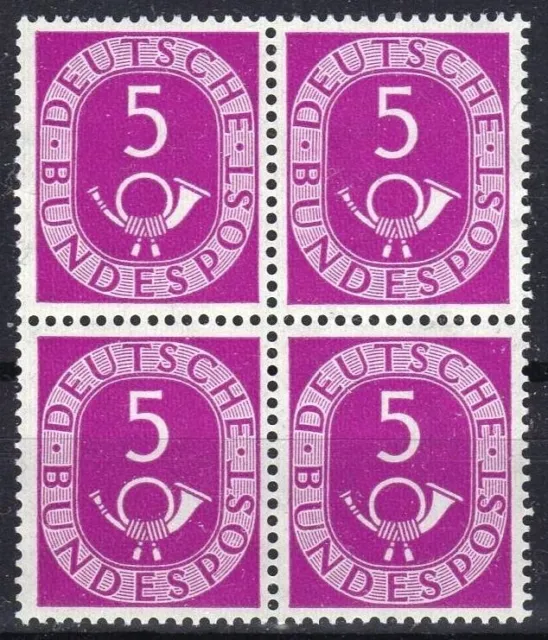 BRD Bund 1951 Posthorn 5 Pf. Nr. 125 4er Block sauber postfrisch **