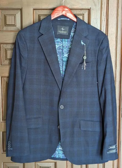 TAILORBYRD Men's Blue Plaid Sport Coat, Size 38R - NWOT