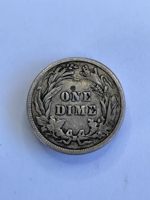 1916 USA Barber 90% Silver Dime Coin, VF Very Fine 2