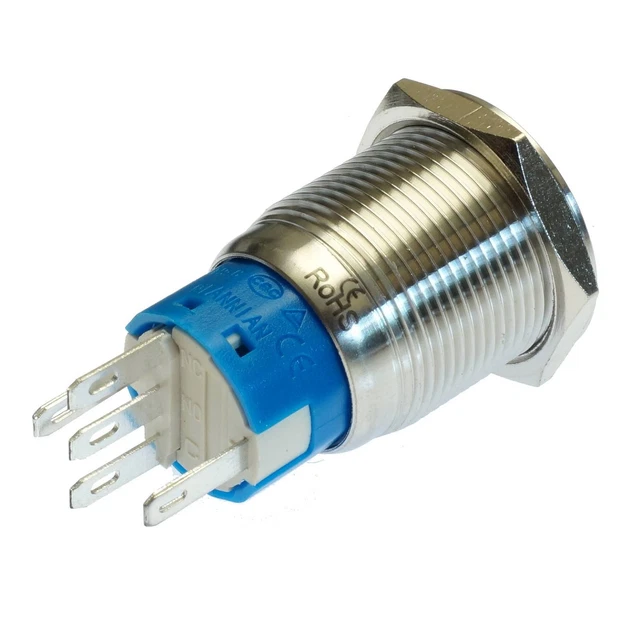 CHRISCK Design LED Taster 12V – Vandalismusgeschützt, IP67, Edelstahl, Grüne Ringbeleuchtung, 19 Mm