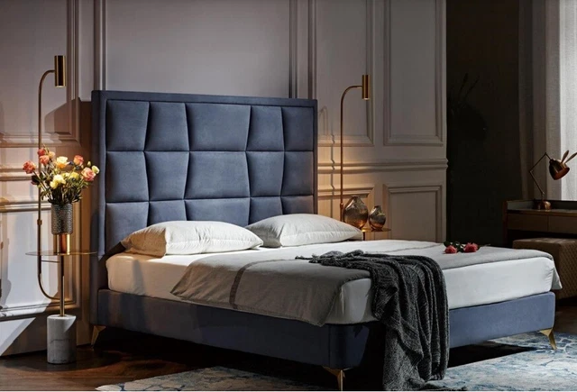 Complet Chambre à Coucher Set Lit 2x Table de Chevet 3 Parties Série Design Luxe