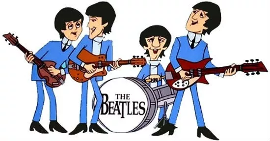The Beatles ANIMATED cartoon John Paul George Ringo WindoCling Decal Sticker NEW