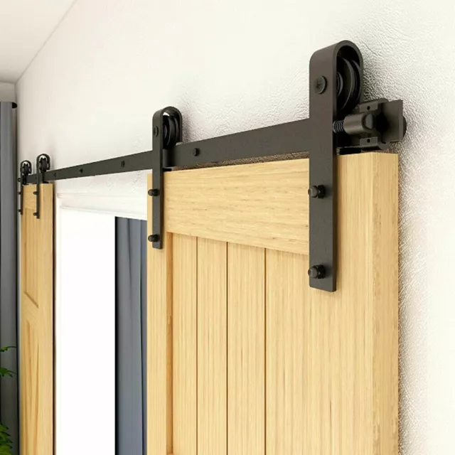 Steel Sliding Barn Door Hardware Kit 5FT/6FT/8FT for Single/Double/Bypass Doors