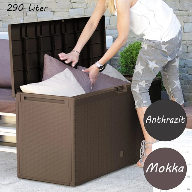 XXL KISSENBOX AUFLAGENBOX Gartenbox Gartentruhe Kiste Kunststoff Rollen