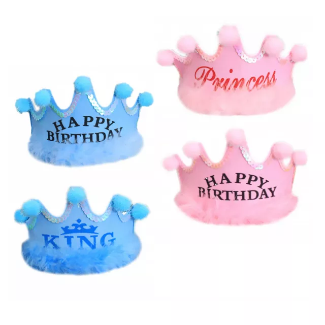 4 Pcs Chapeau De Fête D'anniversaire Chiffon Enfant Décor Blush Joyeux