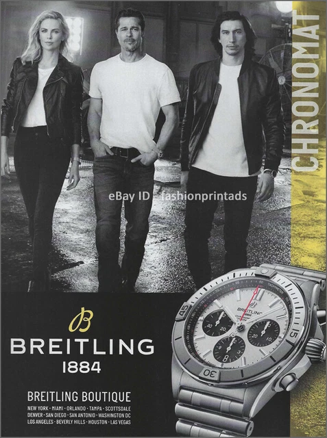 CHARLIZE THERON BRAD Pitt Adam Driver print ad 2018 ad for Breitling Squad 5.99 PicClick