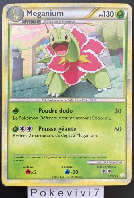 Carte Pokemon MEGANIUM 26/123 HOLO HGSS HEARTGOLD SOULSILVER FR OCCASION