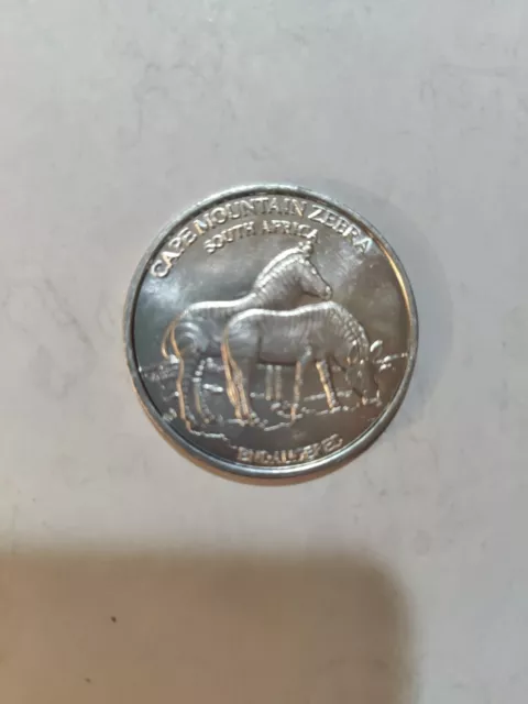 Cape Mountain Zebra South Africa Silver Coin Travel Souvenir Endangered Species