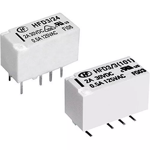 1 x 1 x Hongfa HFD3/005-L2 PCB Mount Relay 5V DC DPDT 2 Coils Latching