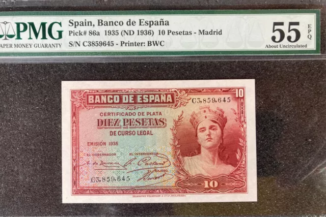 Spain, Banco de Espana, 10 Pesetas 1935 (ND 1936)