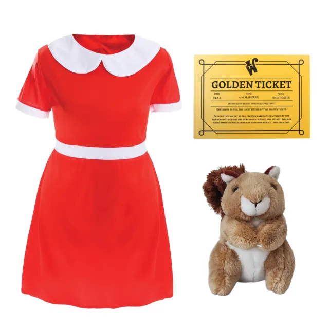 Childs Spoilt Girl Costume World Book Day Character Factory Golden Ticket Winner