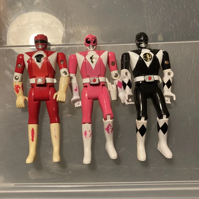 1993 POWER RANGERS Flip Head 5" Red, Pink & Black Ranger Action Figure