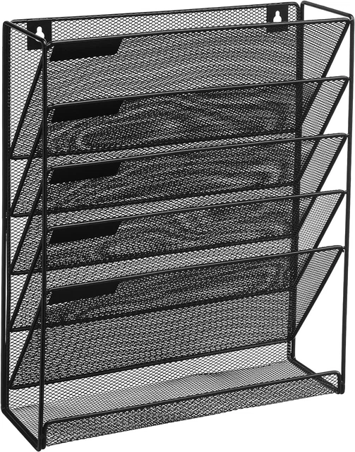 MAGAZINE DOCUMENT RACK Wall Mounted Wire Mesh 5 Tier £22.99 - PicClick UK