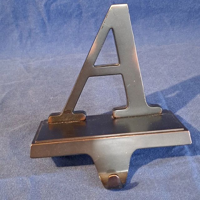 Metal BROWN Letter A Christmas STOCKING HANGER Holder Mantel Hook Holiday