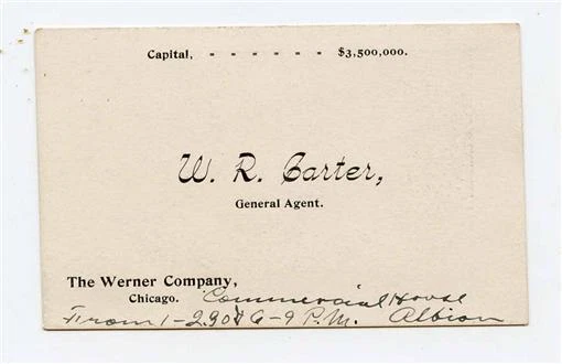 Werner Company Chicago Book Manufacturing Plant Agent Business Card 1900s